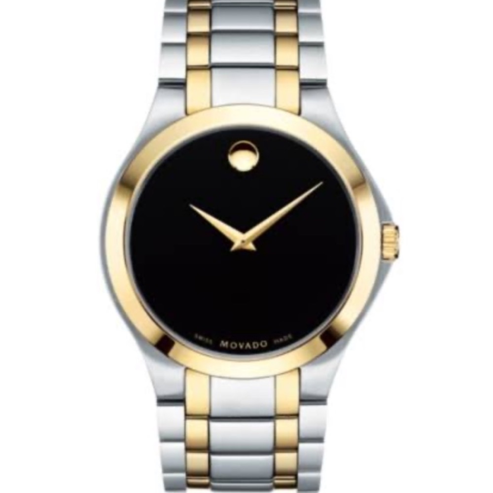 Movado Serio Men's Two Tone Black Dial Watch